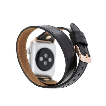 Hector Double Tour Leather Apple Watch Band - Gold