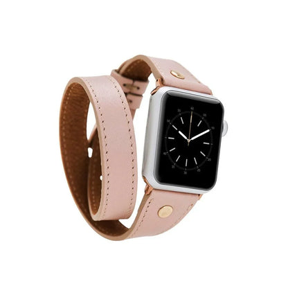 Hector Double Tour Leather Apple Watch Band - Gold