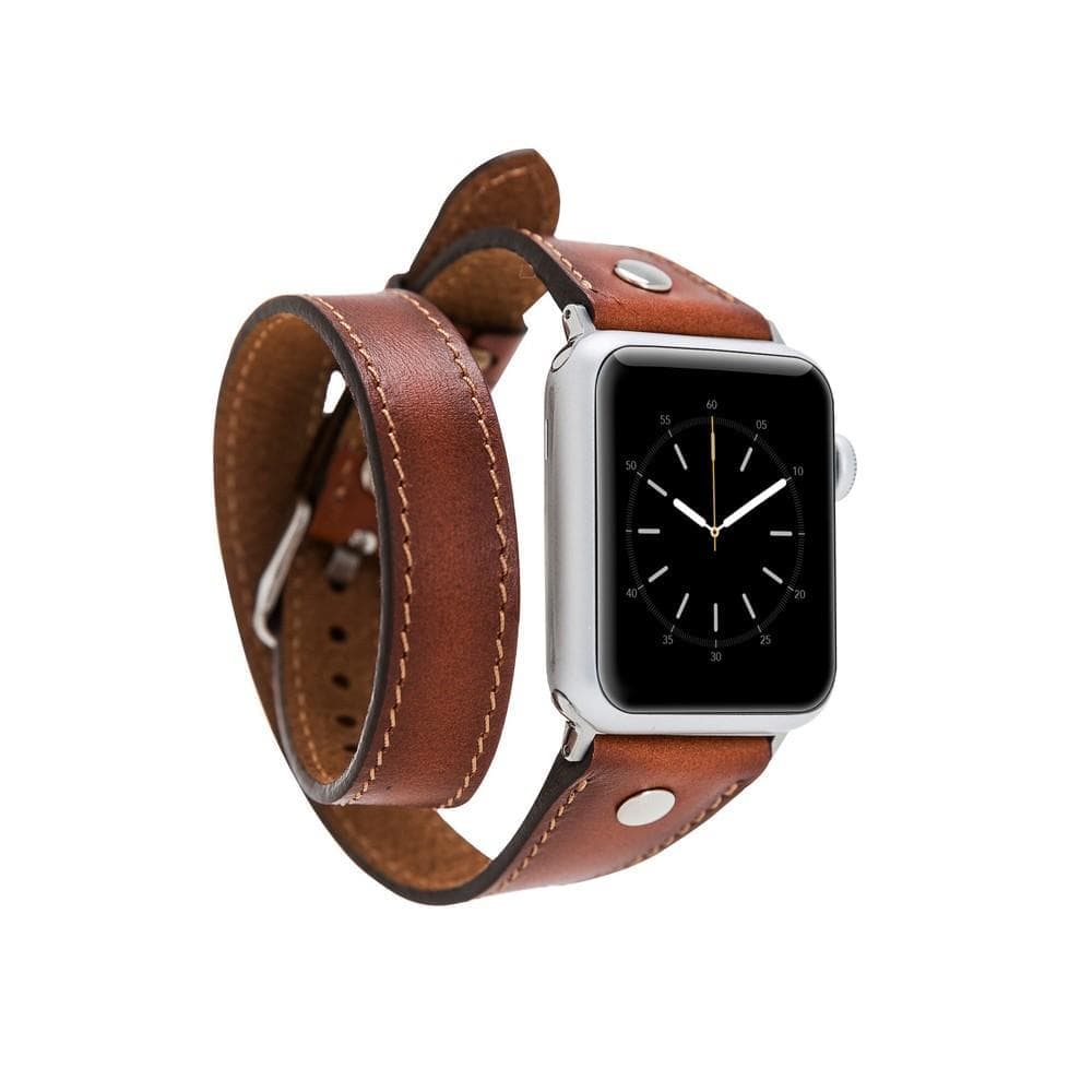 Leather Apple Watch Bands - DTS Double Tour Slim Hector Silver Trok Style