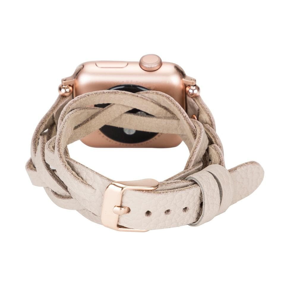 Leather Apple Watch Bands - Ferro Braided DT Peggy Rose Gold Trok Style