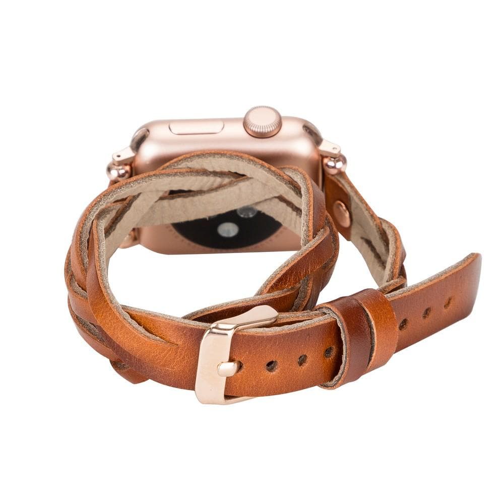 Leather Apple Watch Bands - Ferro Braided DT Peggy Rose Gold Trok Style