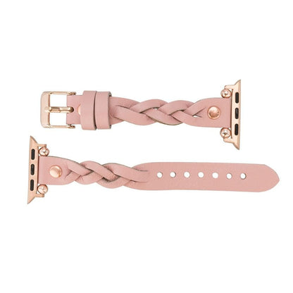 Leather Apple Watch Bands - Ferro Braided Wanda Rose Gold Trok Style