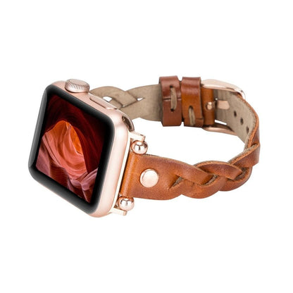 Leather Apple Watch Bands - Ferro Braided Wanda Rose Gold Trok Style