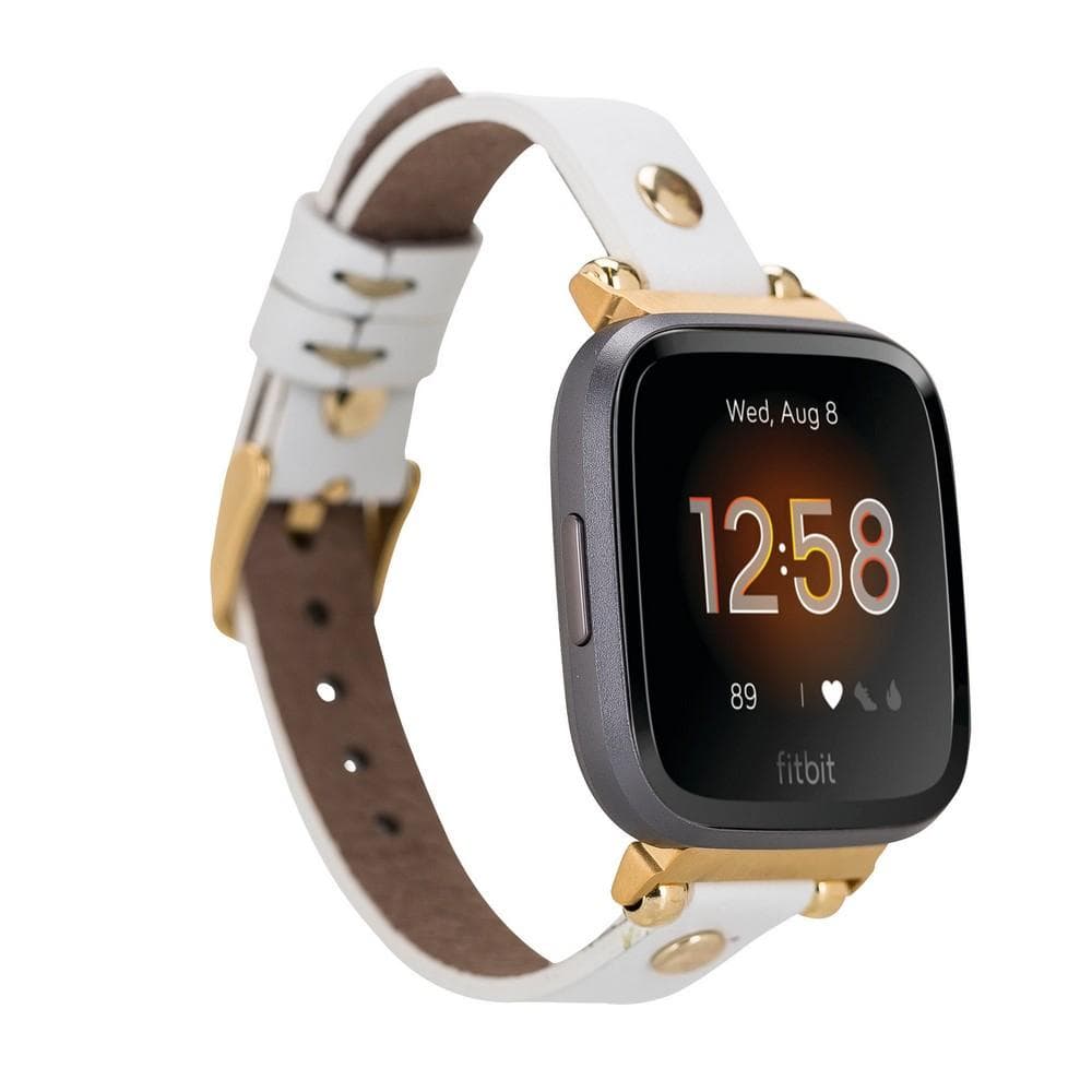 Leather Fitbit Watch Bands - Ferro Gold Trok Style