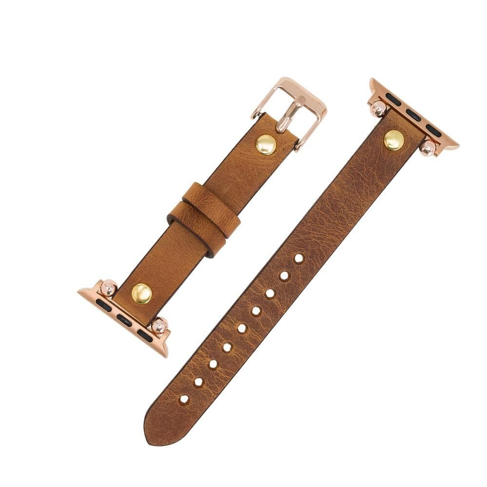 Leather Fitbit Watch Bands - Ferro Gold Trok Style