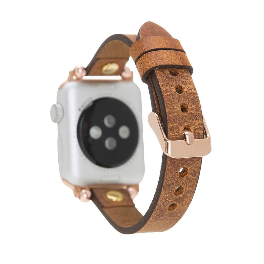 Leather Fitbit Watch Bands - Ferro Gold Trok Style