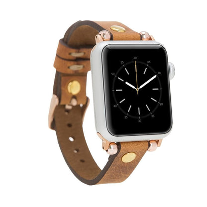 Leather Apple Watch Bands - Ferro Gold Trok Style