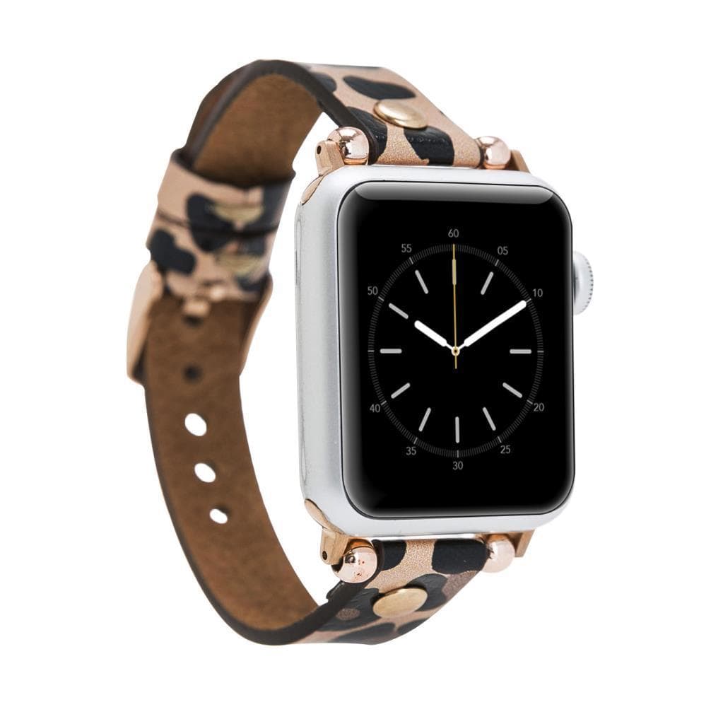 Leather Apple Watch Bands - Ferro Gold Trok Style