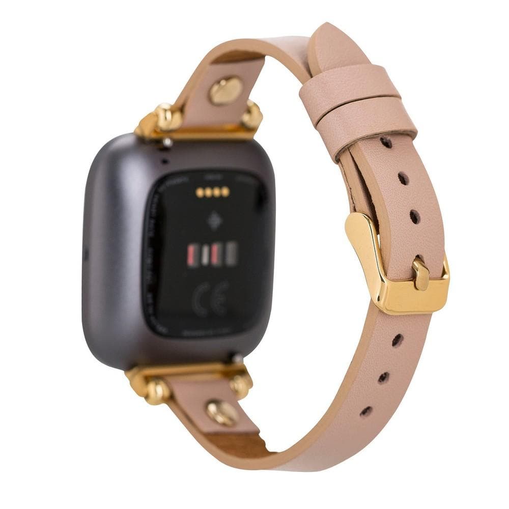 Leather Fitbit Watch Bands - Ferro Gold Trok Style