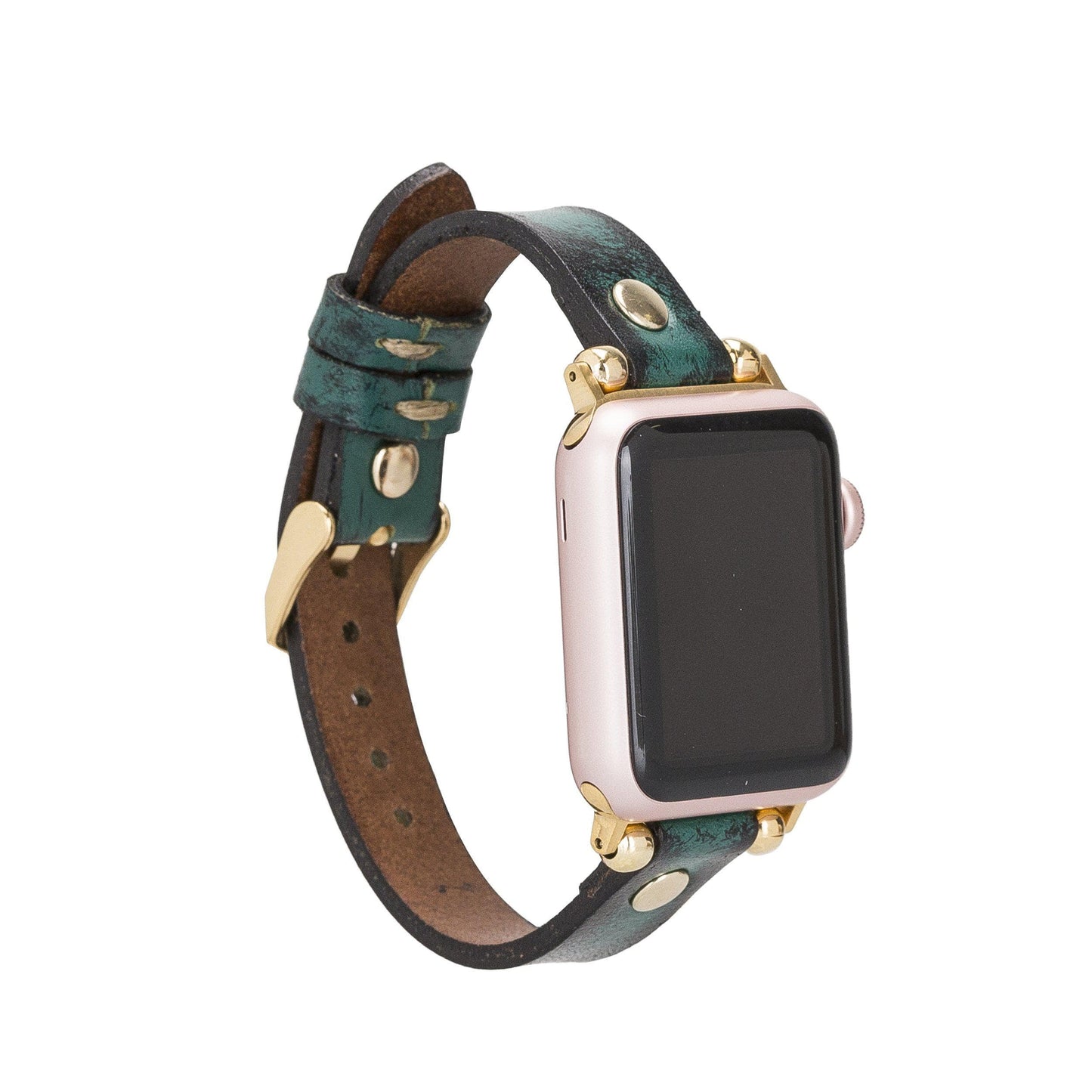 Leather Fitbit Watch Bands - Ferro Gold Trok Style