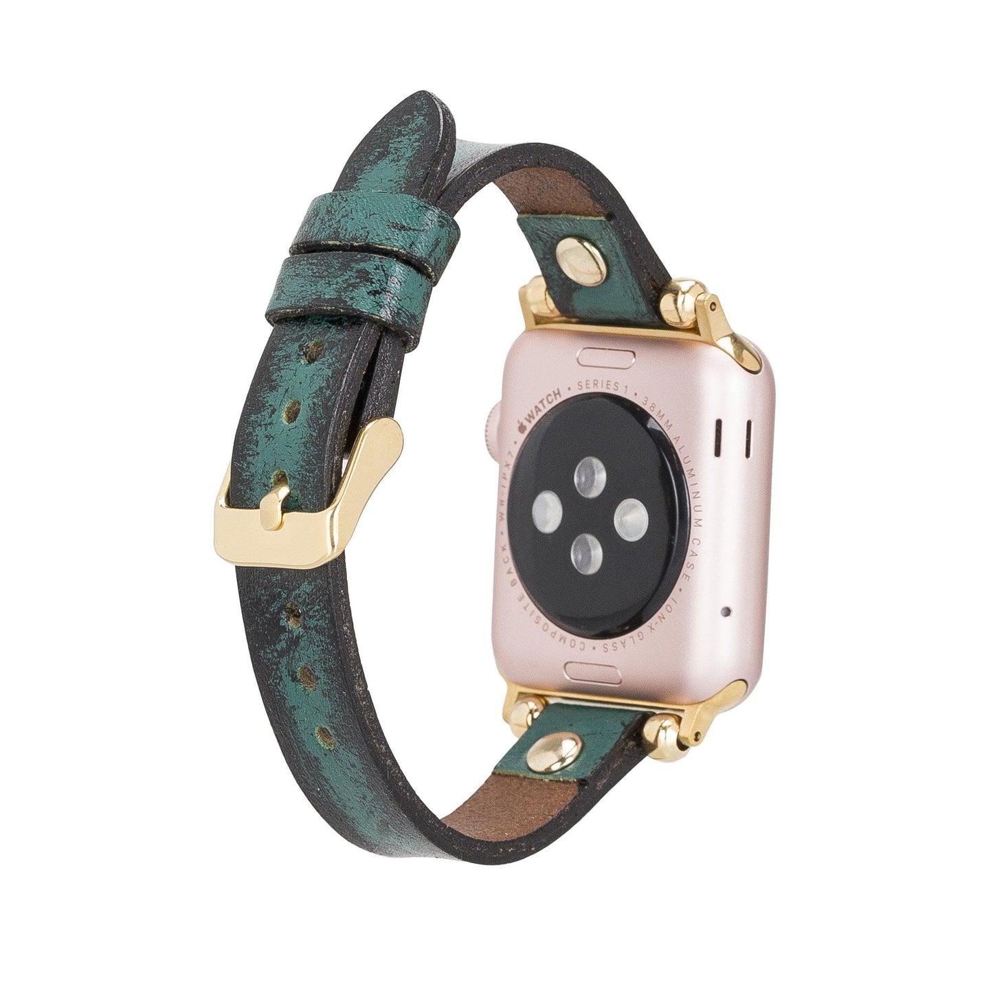 Leather Fitbit Watch Bands - Ferro Gold Trok Style