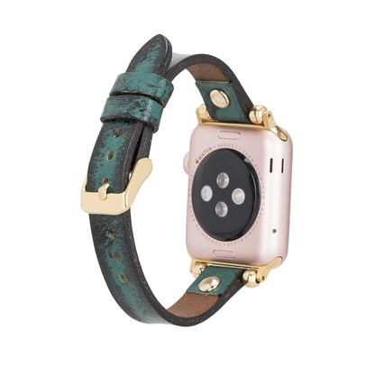 Leather Fitbit Watch Bands - Ferro Gold Trok Style