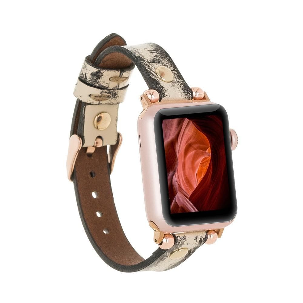 Leather Apple Watch Bands - Ferro Gold Trok Style