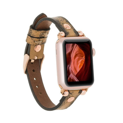 Leather Apple Watch Bands - Ferro Rose Gold Trok Style