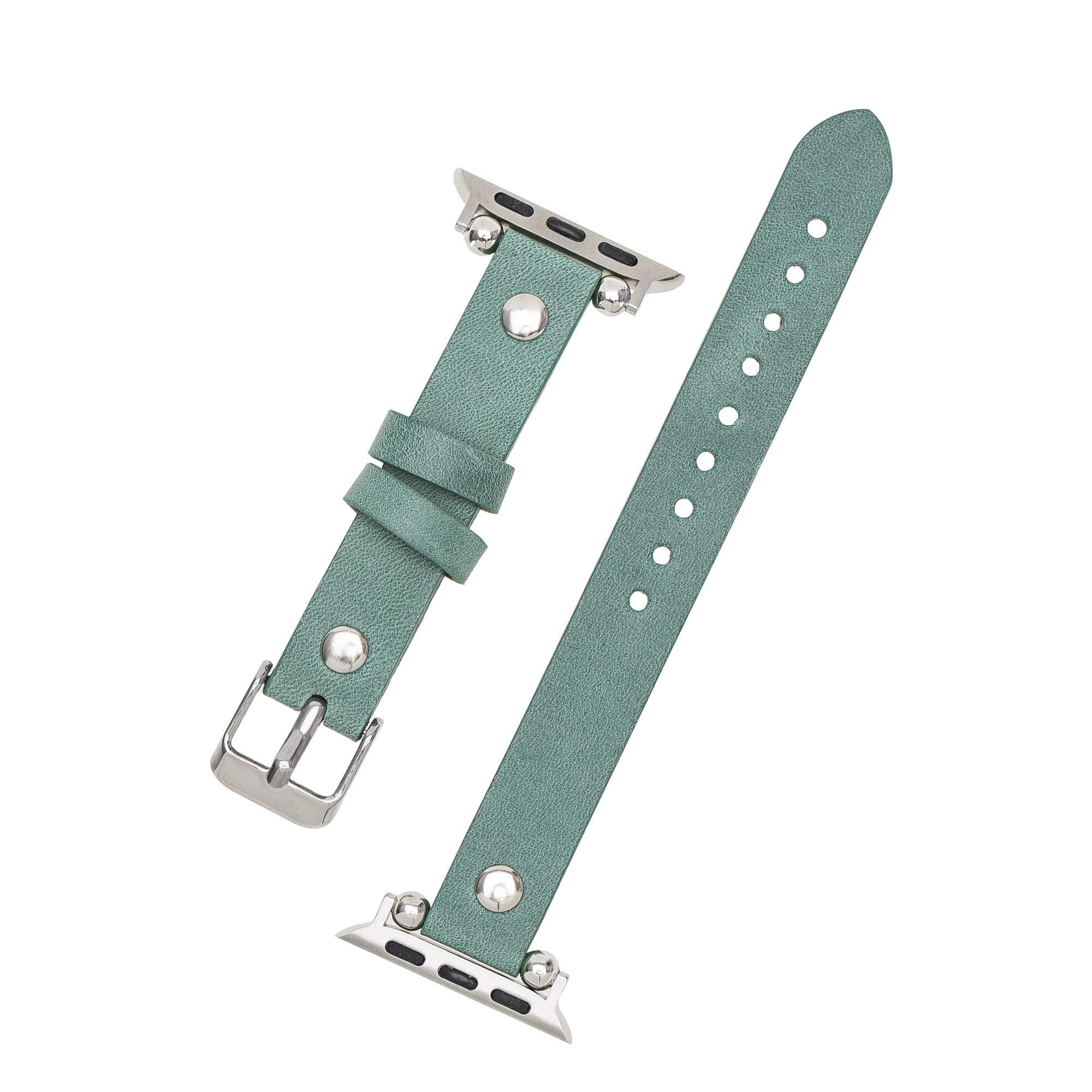 Leather Apple Watch Bands - Ferro Silver Trok Style