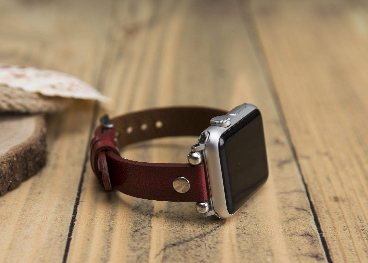 Leather Apple Watch Bands - Ferro Silver Trok Style