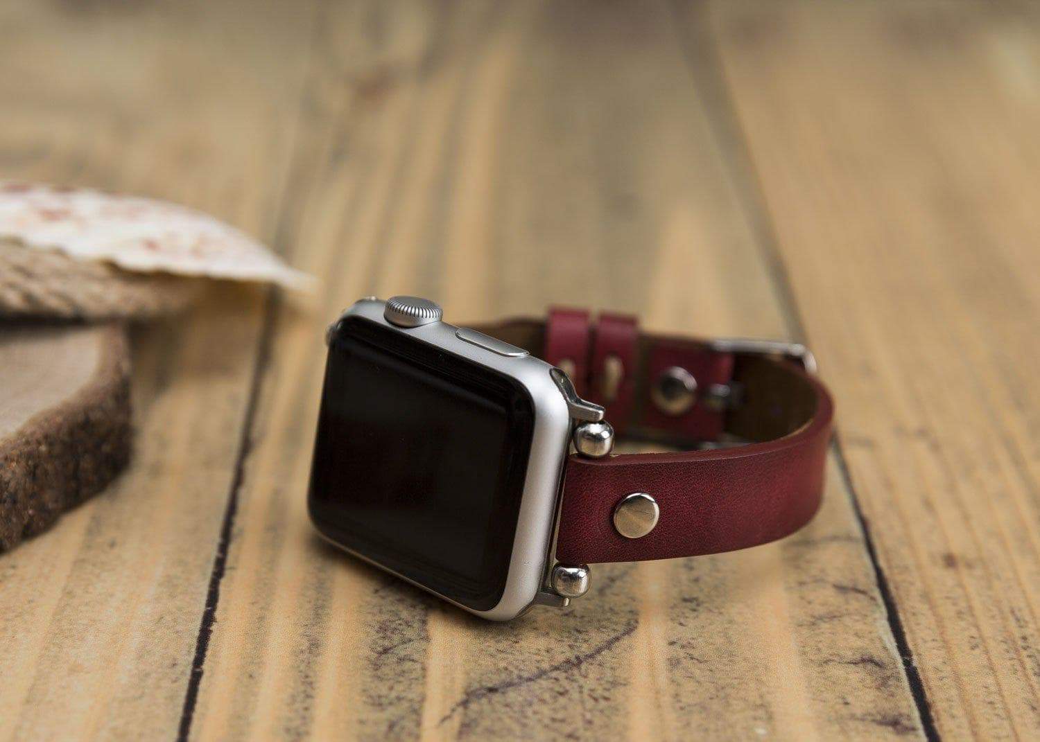 Leather Apple Watch Bands - Ferro Silver Trok Style