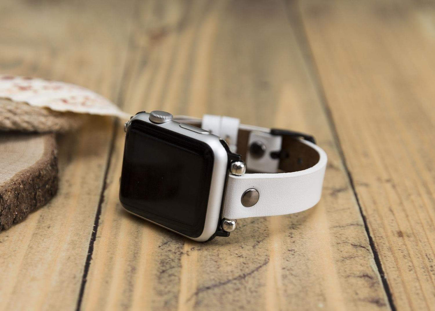 Leather Apple Watch Bands - Ferro Silver Trok Style