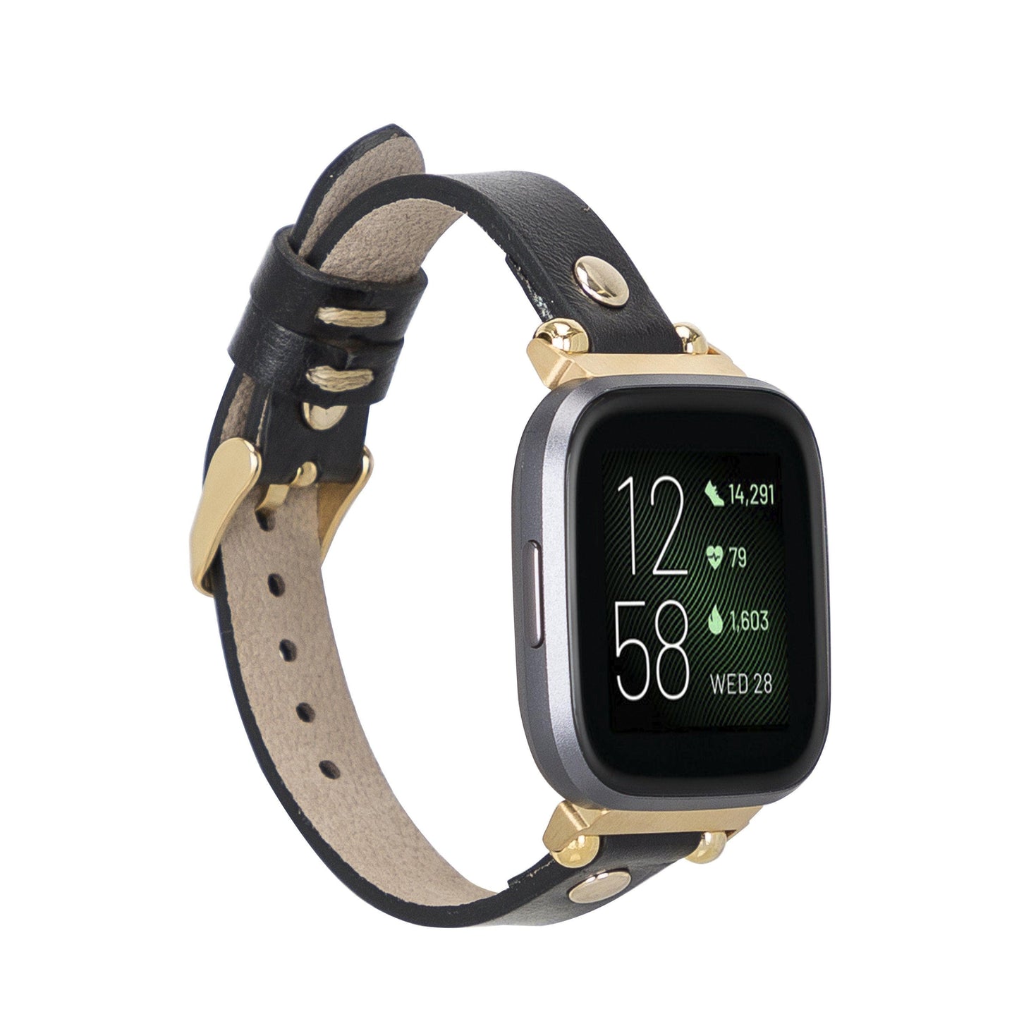 Leather Fitbit Watch Bands - Ferro Gold Trok Style