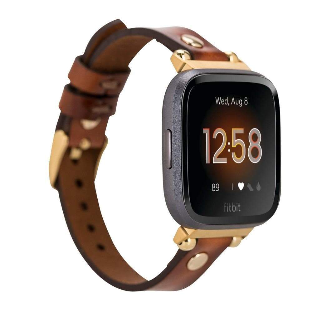 Leather Fitbit Watch Bands - Ferro Gold Trok Style