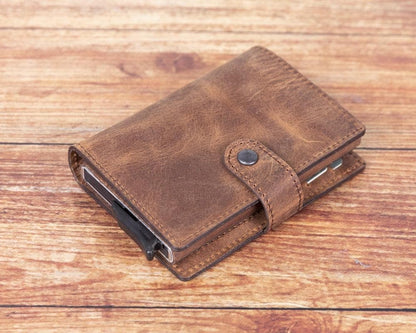 Palermo Zip Mechanical Genuine Leather Card Holder