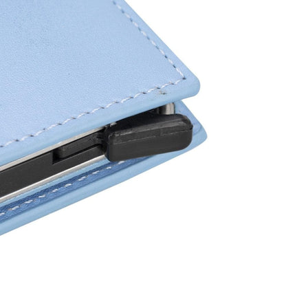 Plato Zip Mechanical Genuine Leather Card Holder