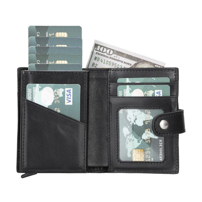 Plato Zip Mechanical Genuine Leather Card Holder