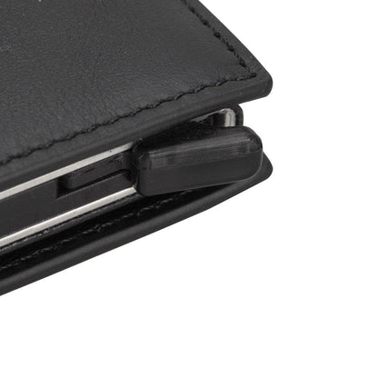 Plato Zip Mechanical Genuine Leather Card Holder