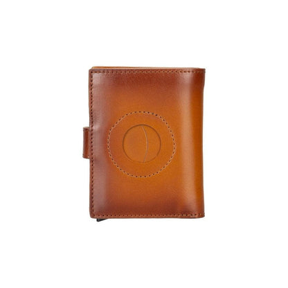 Plato Zip Mechanical Genuine Leather Card Holder