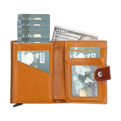 Plato Zip Mechanical Genuine Leather Card Holder
