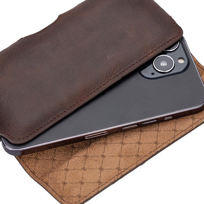 Aslant Belt Attachable Genuine Leather Phone Case