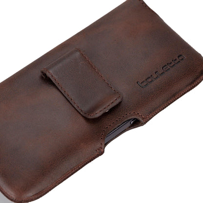 Aslant Belt Attachable Genuine Leather Phone Case