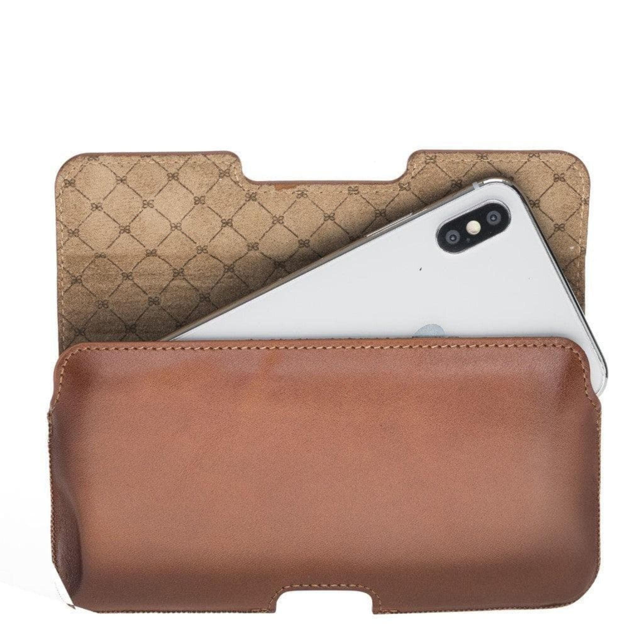 Aslant Belt Attachable Genuine Leather Phone Case