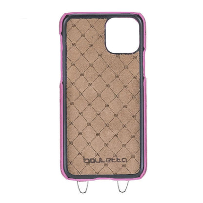 Saff iPhone 11 Series Genuine Leather Case with Crossbody Strap