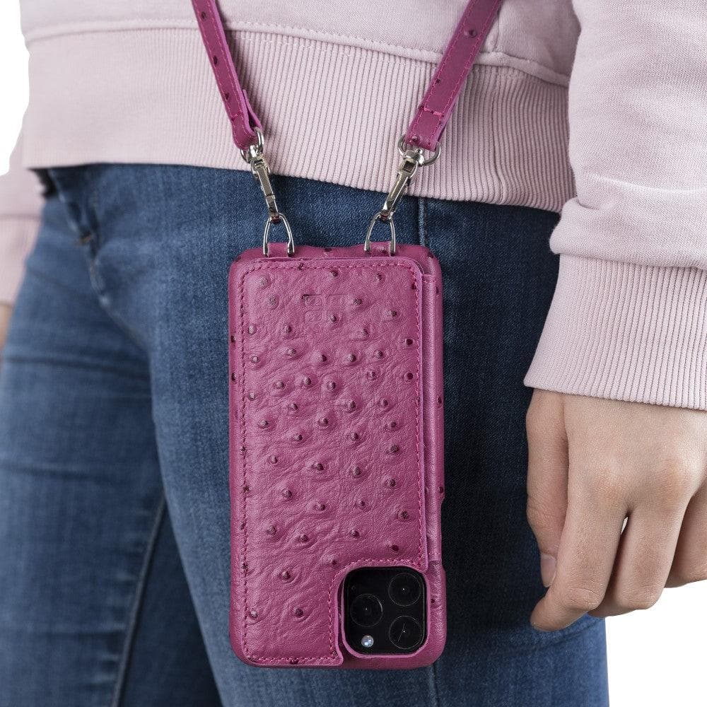 Saff iPhone 11 Series Genuine Leather Case with Crossbody Strap