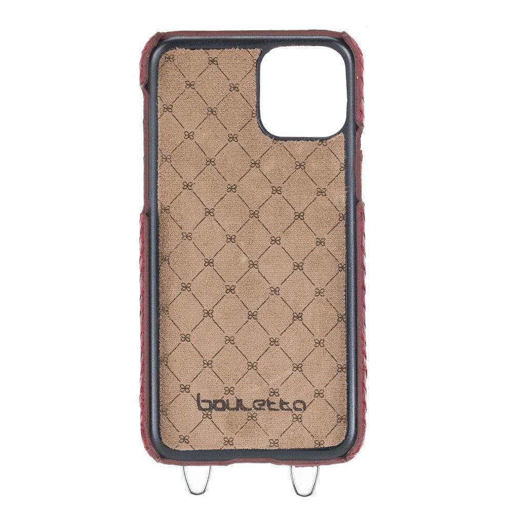 Saff iPhone 11 Series Genuine Leather Case with Crossbody Strap