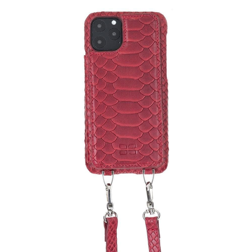 Saff iPhone 11 Series Genuine Leather Case with Crossbody Strap