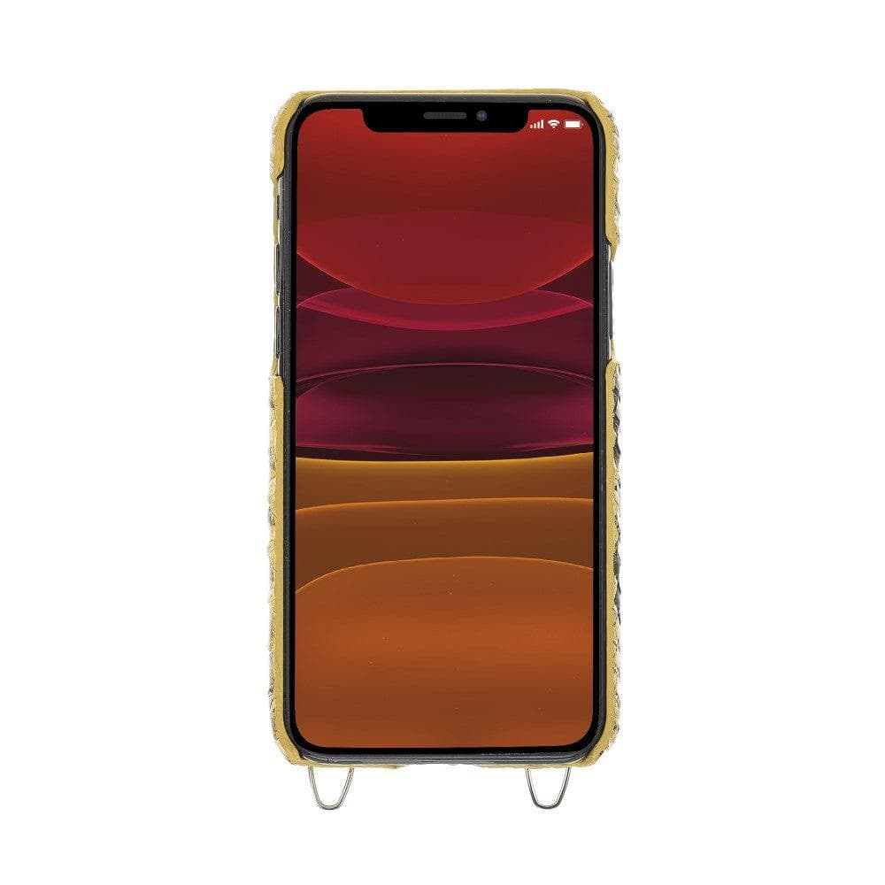 Saff iPhone 11 Series Genuine Leather Case with Crossbody Strap