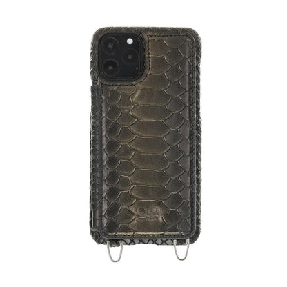 Saff iPhone 11 Series Genuine Leather Case with Crossbody Strap