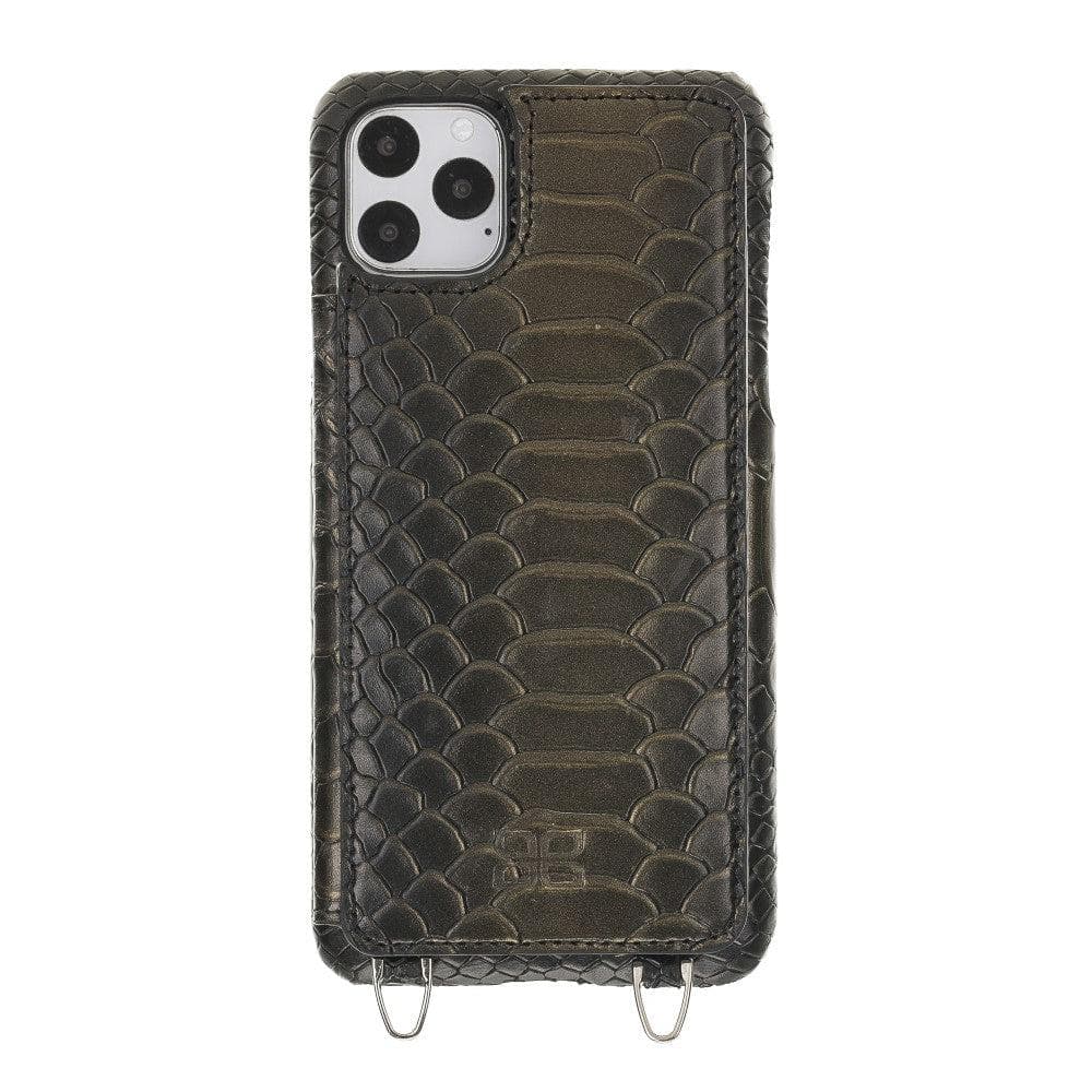 Saff iPhone 11 Series Genuine Leather Case with Crossbody Strap