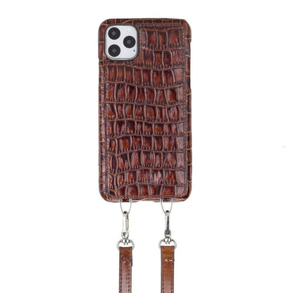 Saff iPhone 11 Series Genuine Leather Case with Crossbody Strap