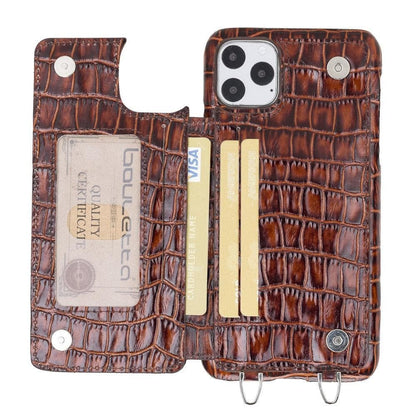 Saff iPhone 11 Series Genuine Leather Case with Crossbody Strap