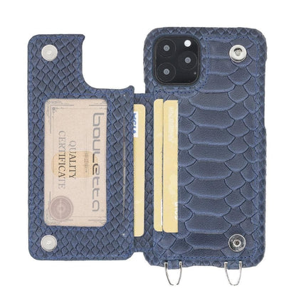 Saff iPhone 11 Series Genuine Leather Case with Crossbody Strap