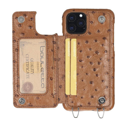 Saff iPhone 11 Series Genuine Leather Case with Crossbody Strap