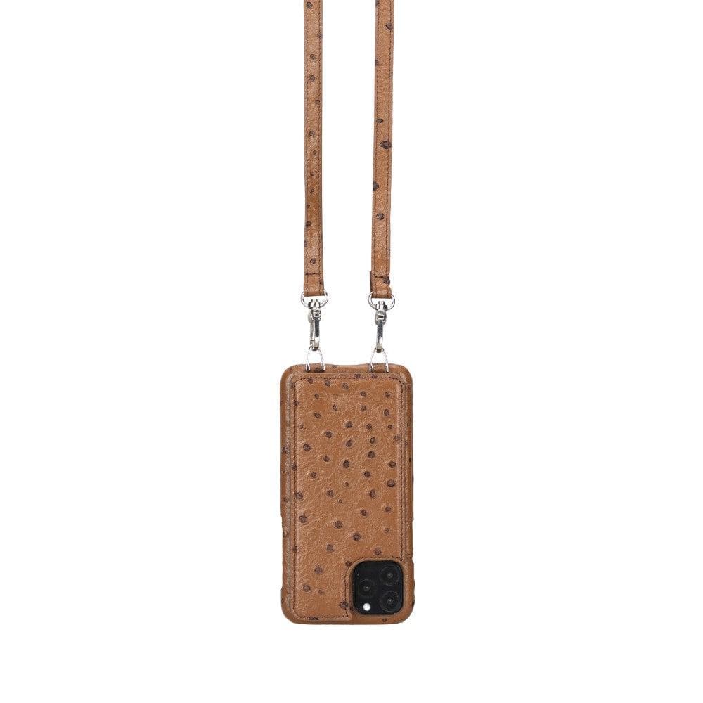 Saff iPhone 11 Series Genuine Leather Case with Crossbody Strap