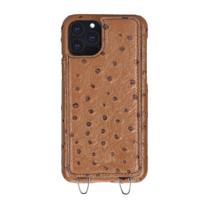 Saff iPhone 11 Series Genuine Leather Case with Crossbody Strap