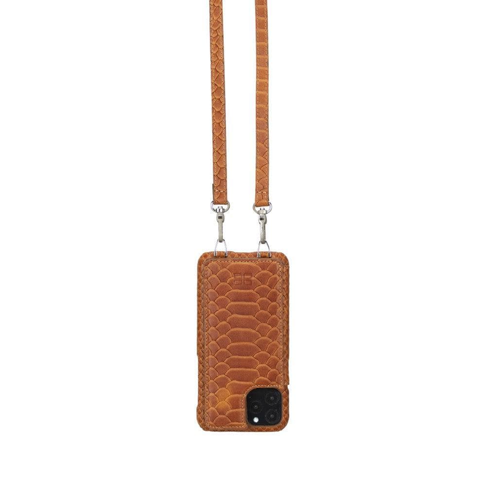 Saff iPhone 11 Series Genuine Leather Case with Crossbody Strap