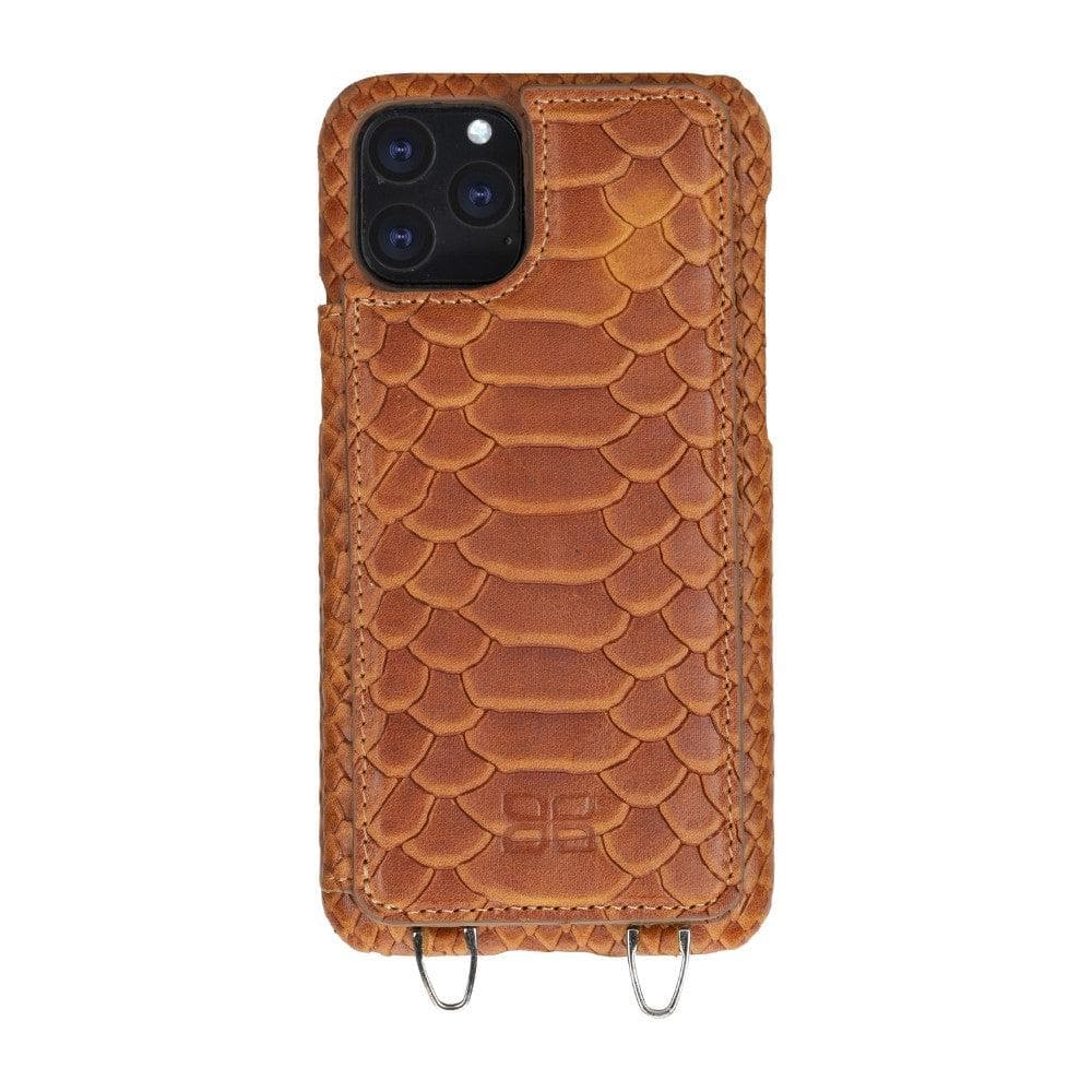 Saff iPhone 11 Series Genuine Leather Case with Crossbody Strap