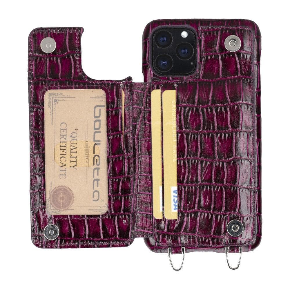 Saff iPhone 11 Series Genuine Leather Case with Crossbody Strap