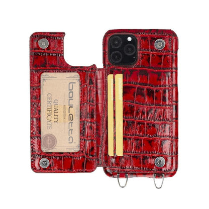 Saff iPhone 11 Series Genuine Leather Case with Crossbody Strap